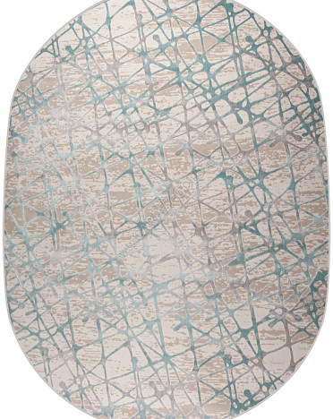 Ковер турецкий 36855A Avon (Полиэстер хит-сет, серый, синий) овальный