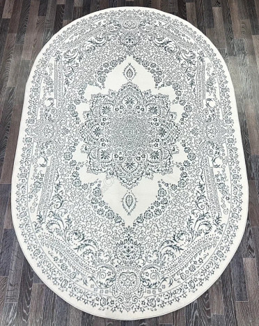 Ковер турецкий A3584A Lowa (Полиэстер хит-сет, серый, кремовый) овальный