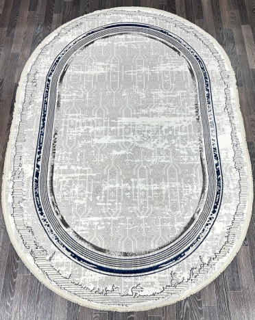 Ковер турецкий 16123-1 Gordion (Полиэстер хит-сет, синий, серый) овальный