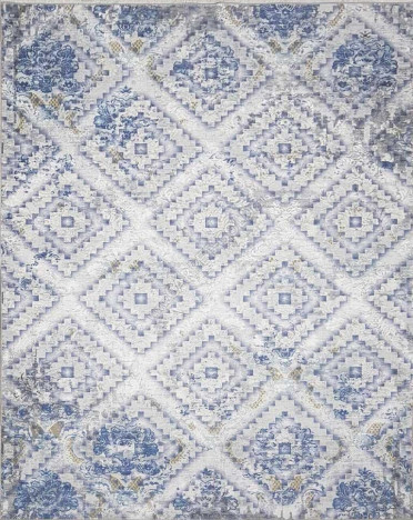 Ковер турецкий MK063R1 Qum (Полиэстер хит-сет, синий, серый)